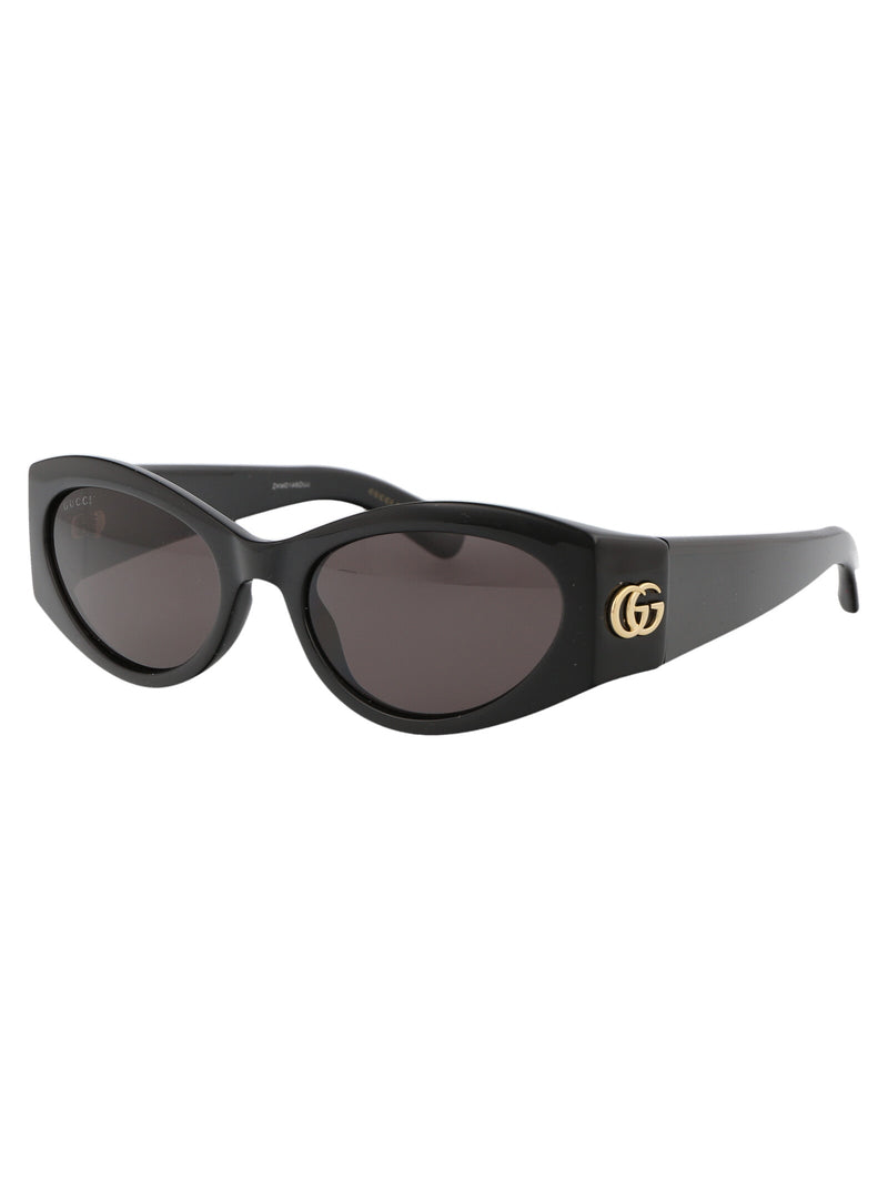Gucci Gg1401s Oval-Frame Sunglasses — Black Injected