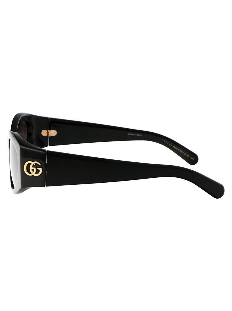 Gucci Gg1401s Oval-Frame Sunglasses — Black Injected