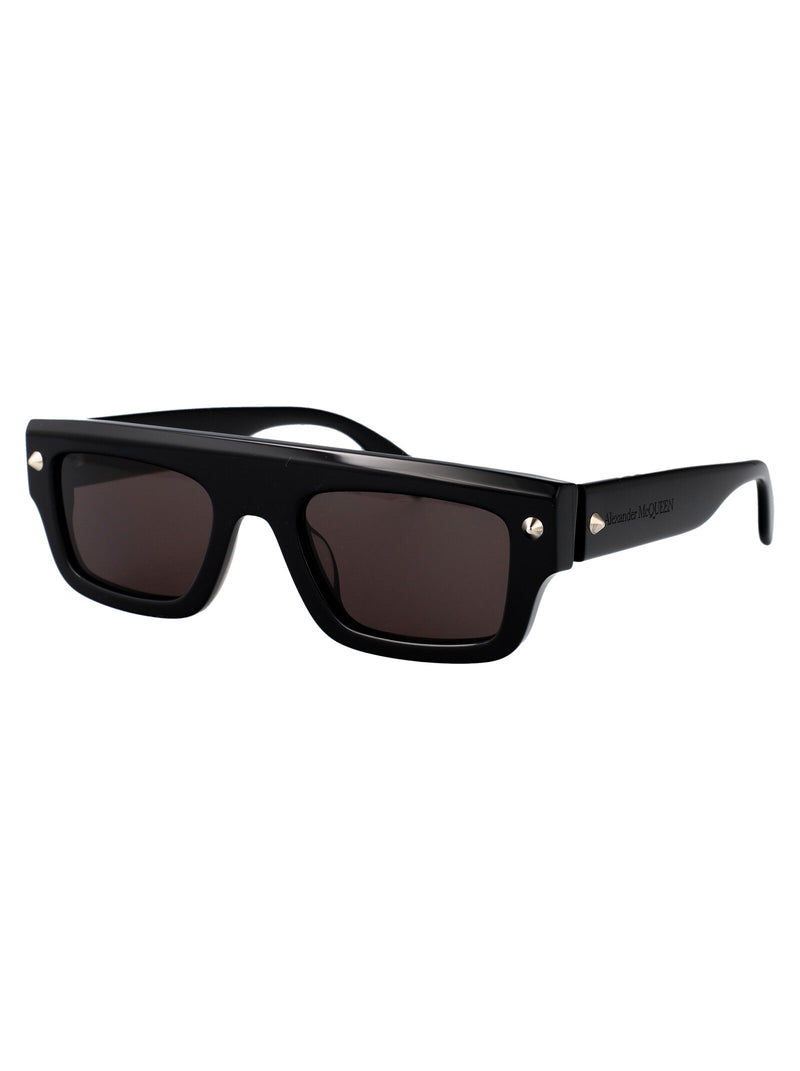 Alexander Mcqueen Am0427s Acetate Rectangle Sunglasses — Black