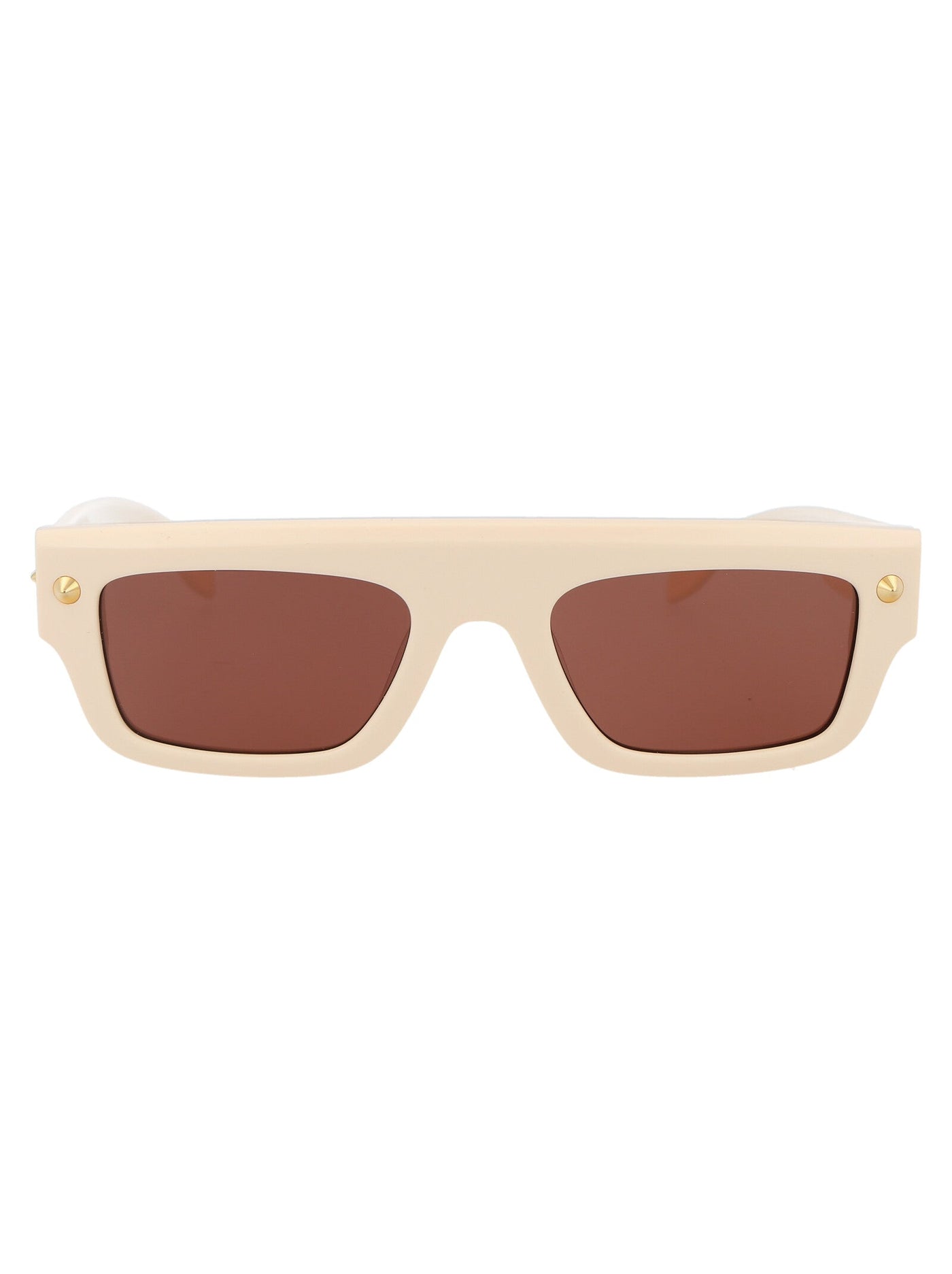 Alexander Mcqueen Am0427s Rectangular Acetate Sunglasses — Beige