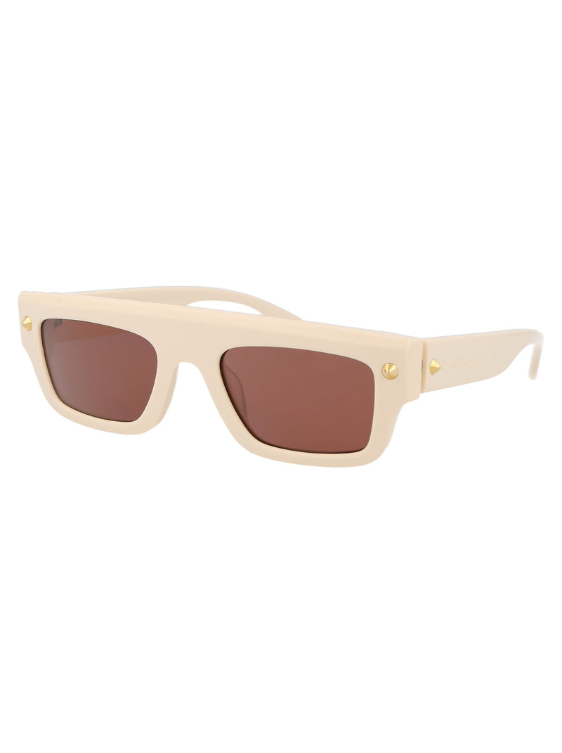 Alexander Mcqueen Am0427s Rectangular Acetate Sunglasses — Beige