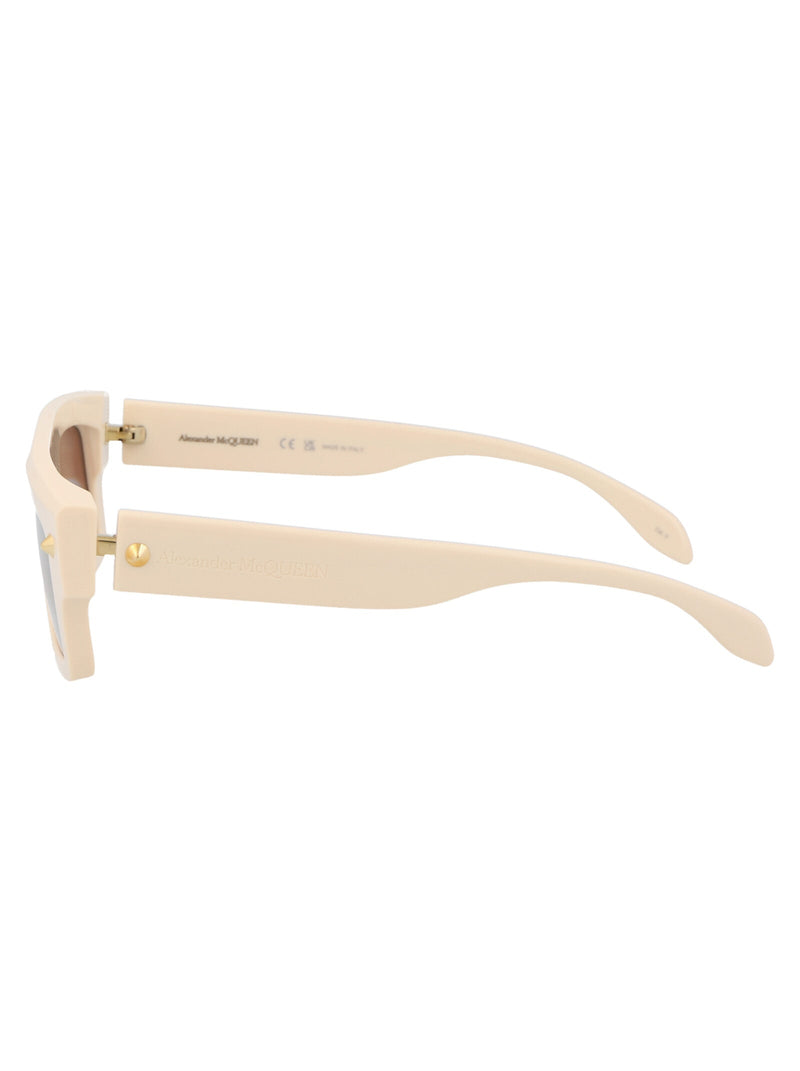 Alexander Mcqueen Am0427s Rectangular Acetate Sunglasses — Beige