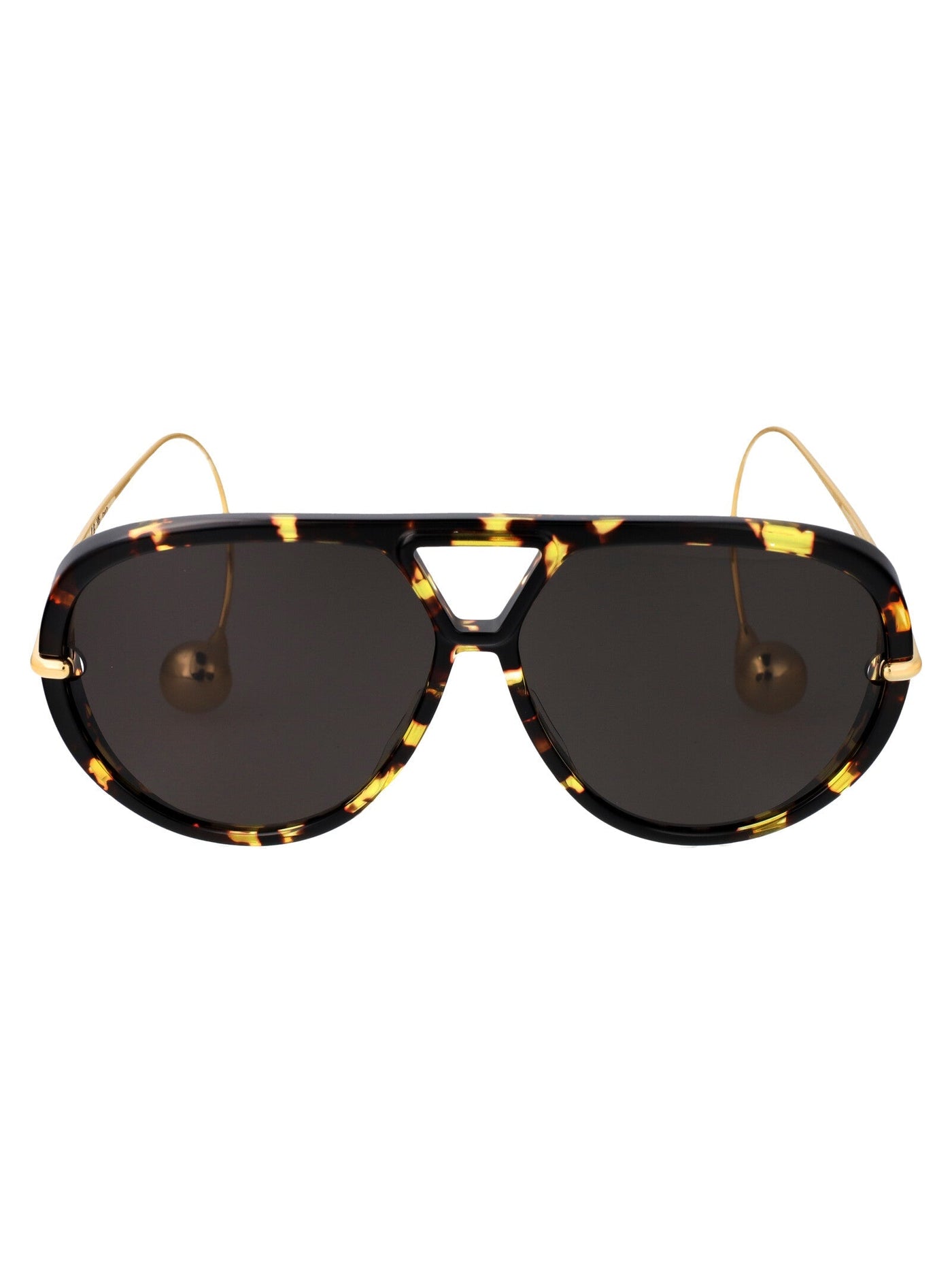 Bottega Veneta Bv1273s Tortoiseshell Metal Aviator Sunglasses — Black