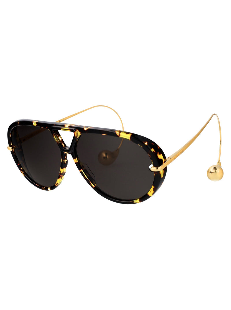 Bottega Veneta Bv1273s Tortoiseshell Metal Aviator Sunglasses — Black