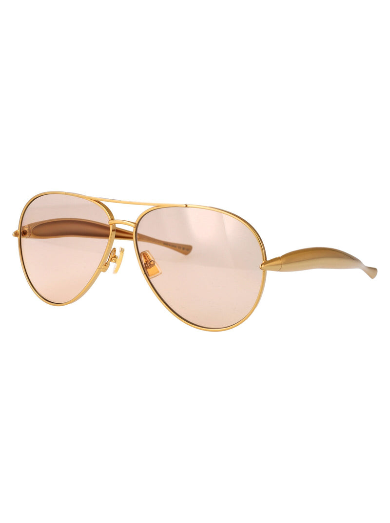Bottega Veneta Bv1305s Aviator Gold-Tone Sunglasses — Gold Metal