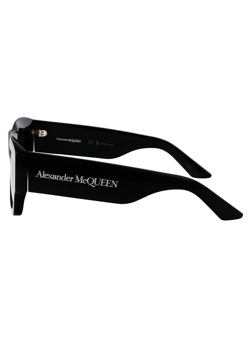 Alexander Mcqueen Am0449s Acetate Rectangular Sunglasses — Black
