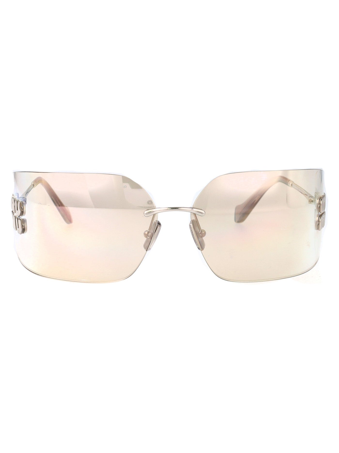 Miu Miu 0mu Silver Metal Rimless Sunglasses —