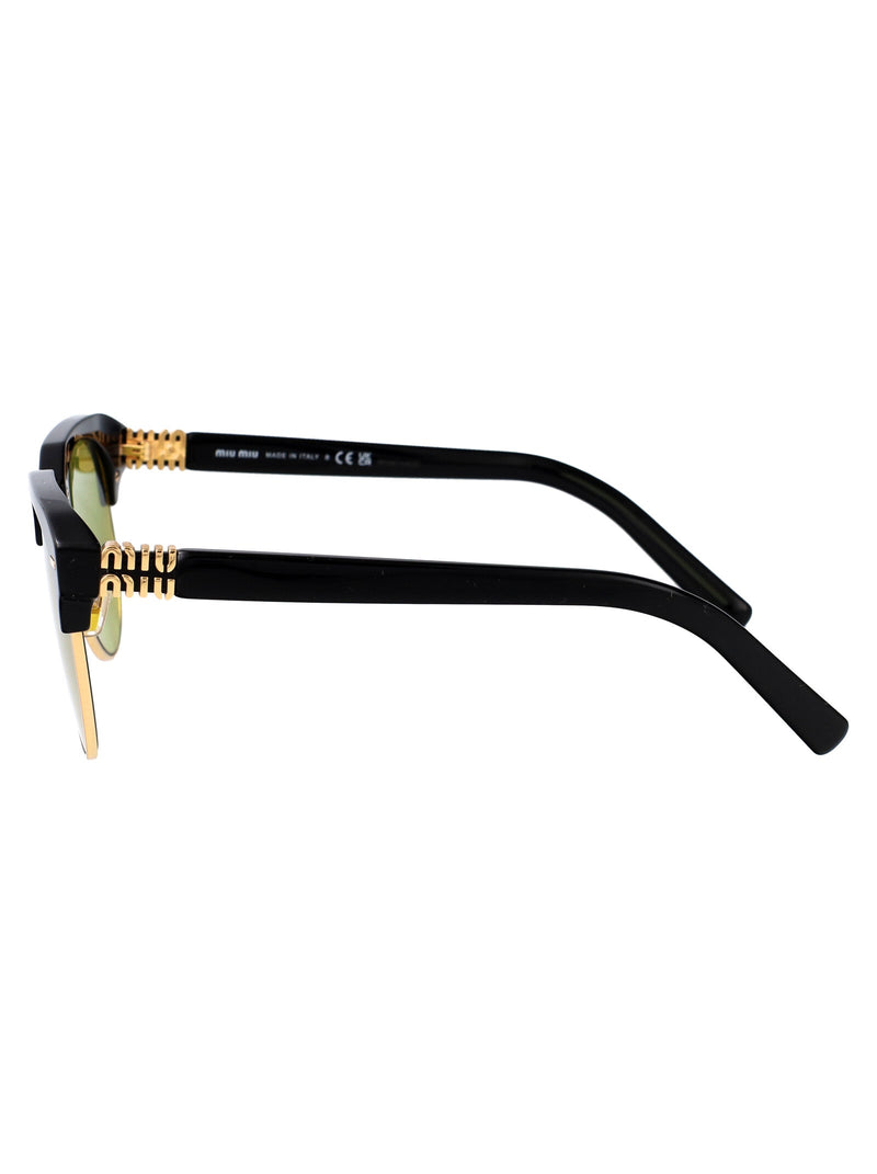 Miu Miu 0mu Yellow-Tinted Clubmaster Sunglasses — Black Acetate