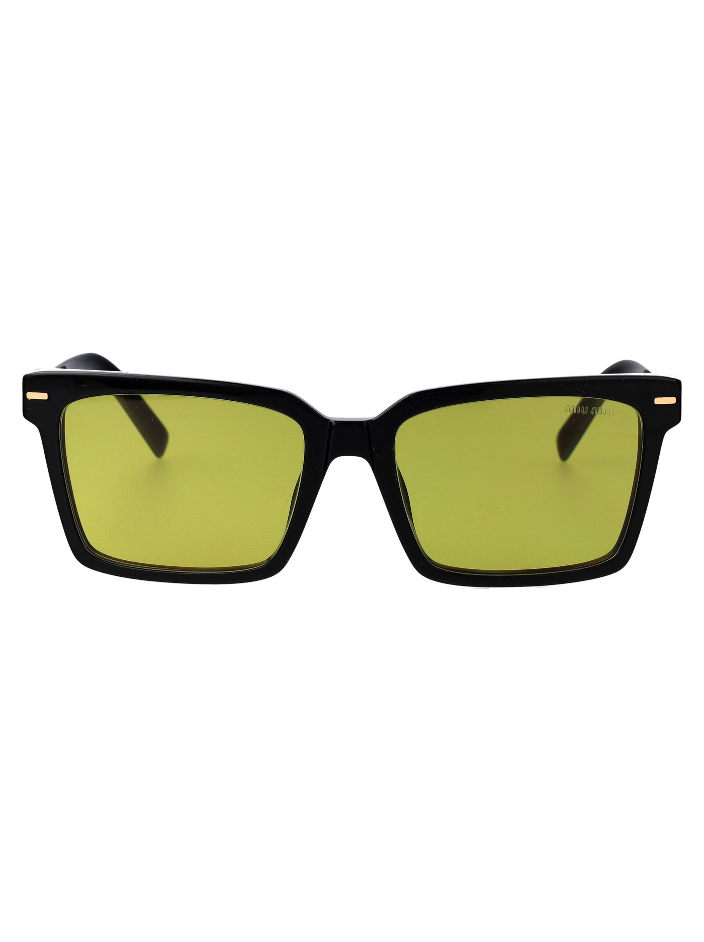 Miu Miu 0mu Yellow-Tinted Acetate Sunglasses — Black