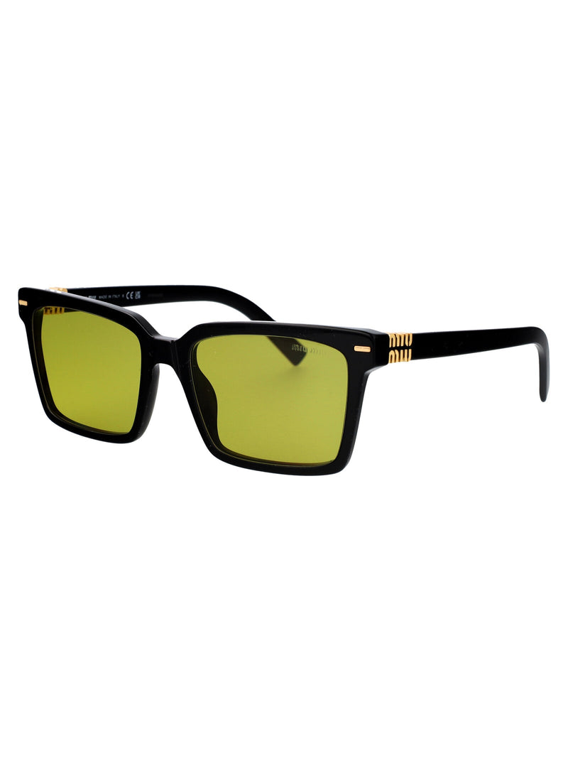 Miu Miu 0mu Yellow-Tinted Acetate Sunglasses — Black