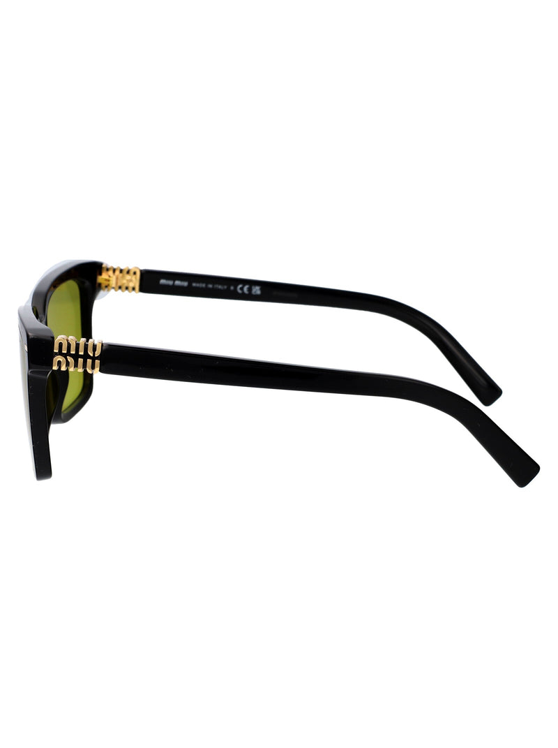 Miu Miu 0mu Yellow-Tinted Acetate Sunglasses — Black
