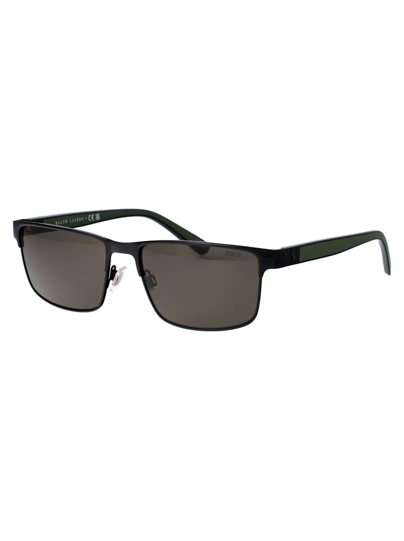 Polo Ralph Lauren 0ph3155 Metal Rectangle Sunglasses — Black