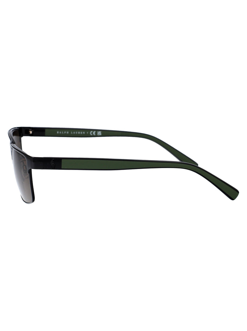 Polo Ralph Lauren 0ph3155 Metal Rectangle Sunglasses — Black