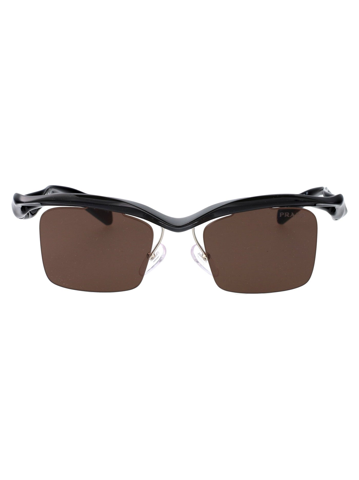 Prada 0pr Nylon Rectangle Frame Sunglasses — Black