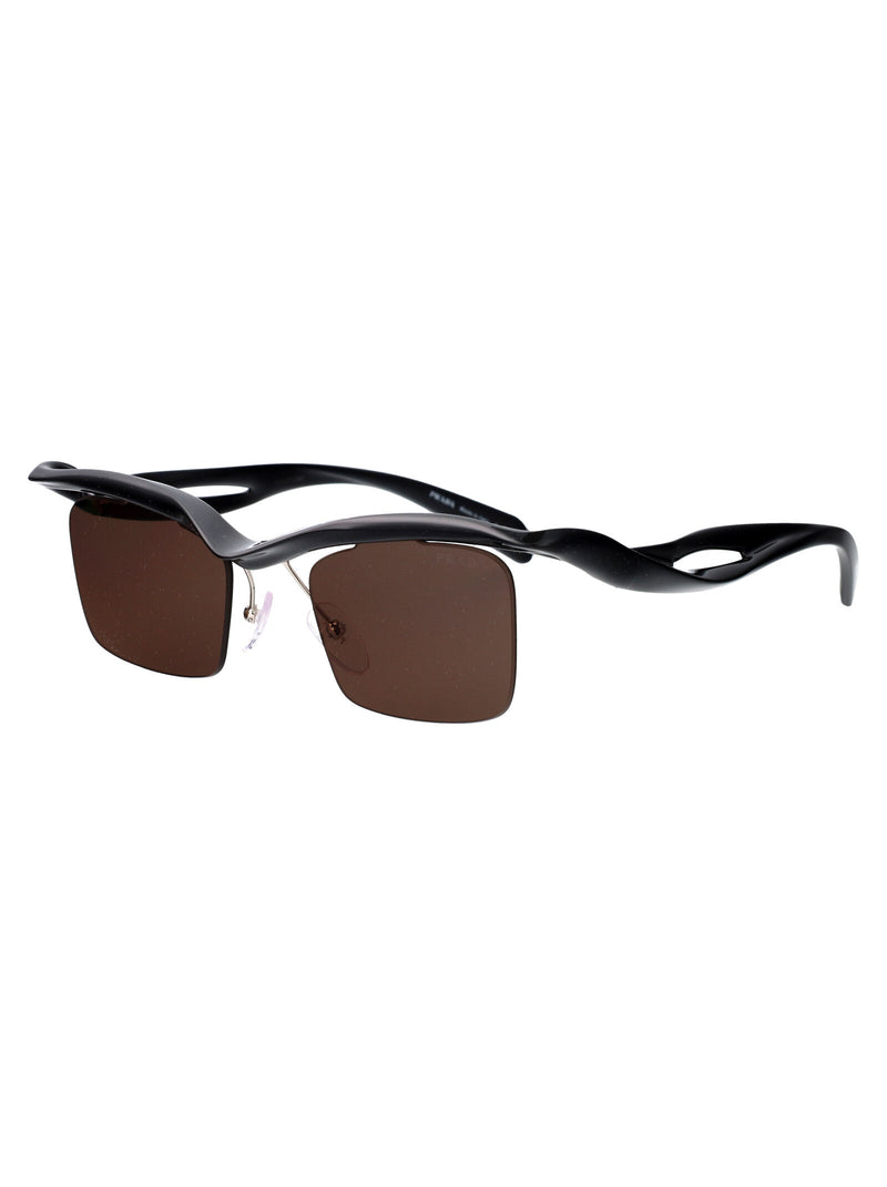 Prada 0pr Nylon Rectangle Frame Sunglasses — Black