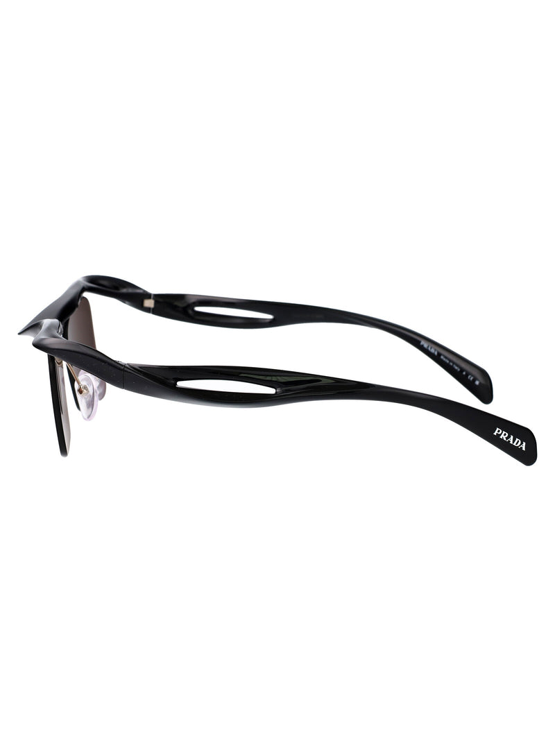 Prada 0pr Nylon Rectangle Frame Sunglasses — Black