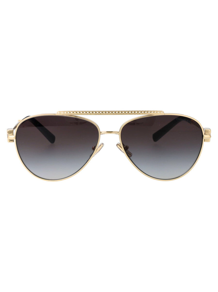 Tiffany & Co. 0tf3101b Pale Gold Metal Aviator Sunglasses — Steel