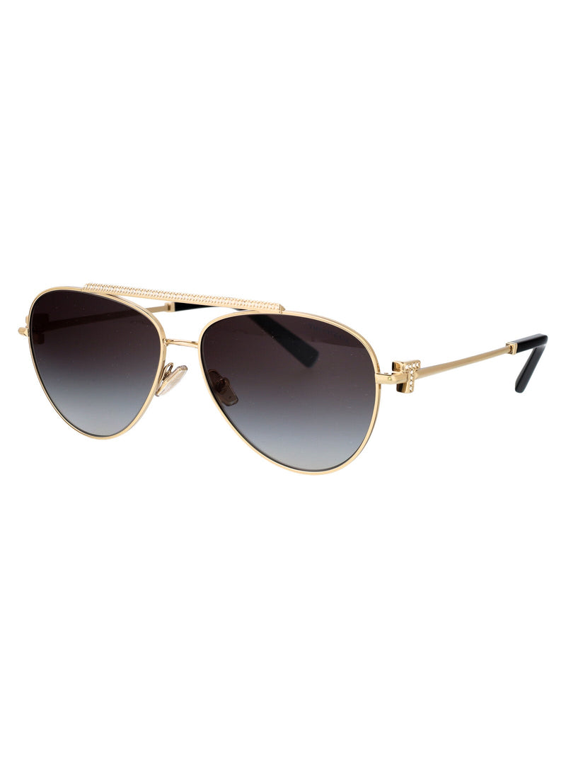 Tiffany & Co. 0tf3101b Pale Gold Metal Aviator Sunglasses — Steel
