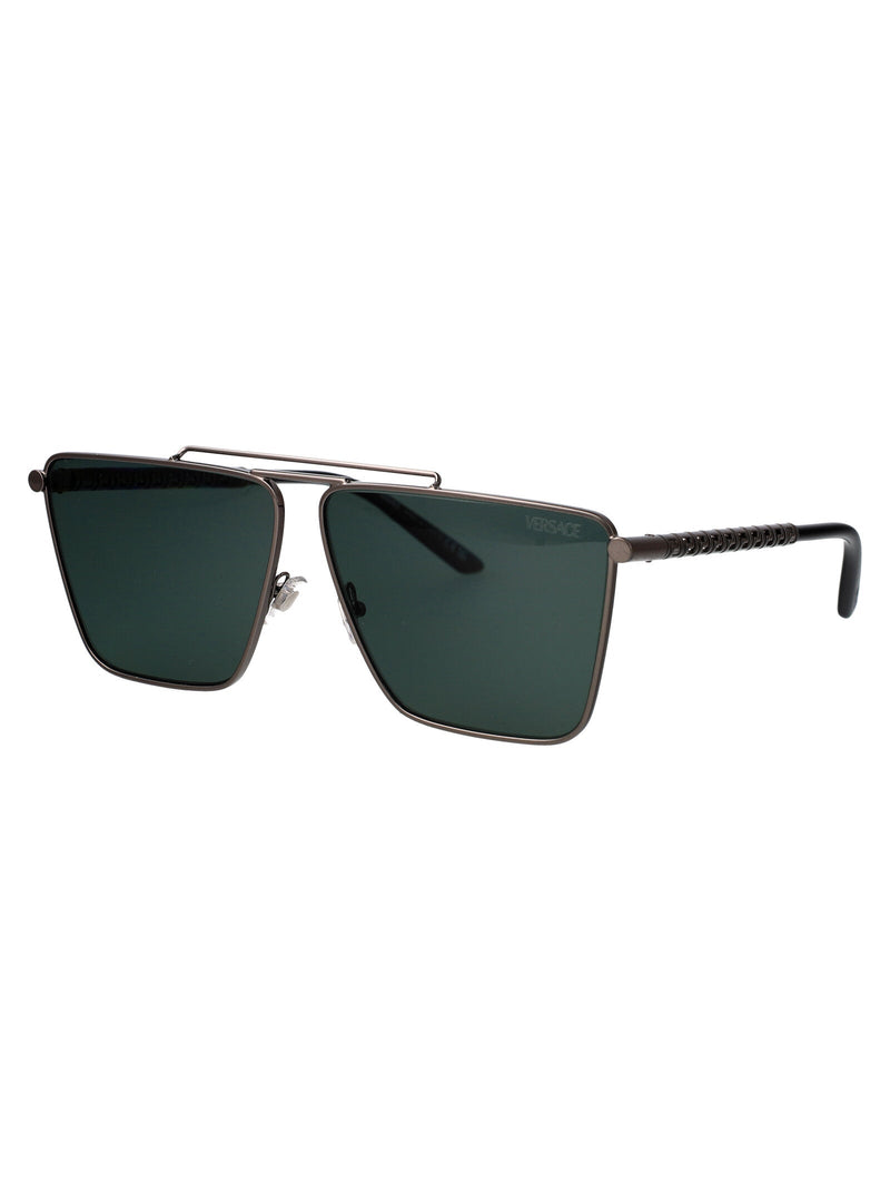 Versace 0ve2266 Metal Rectangle Sunglasses — Gunmetal