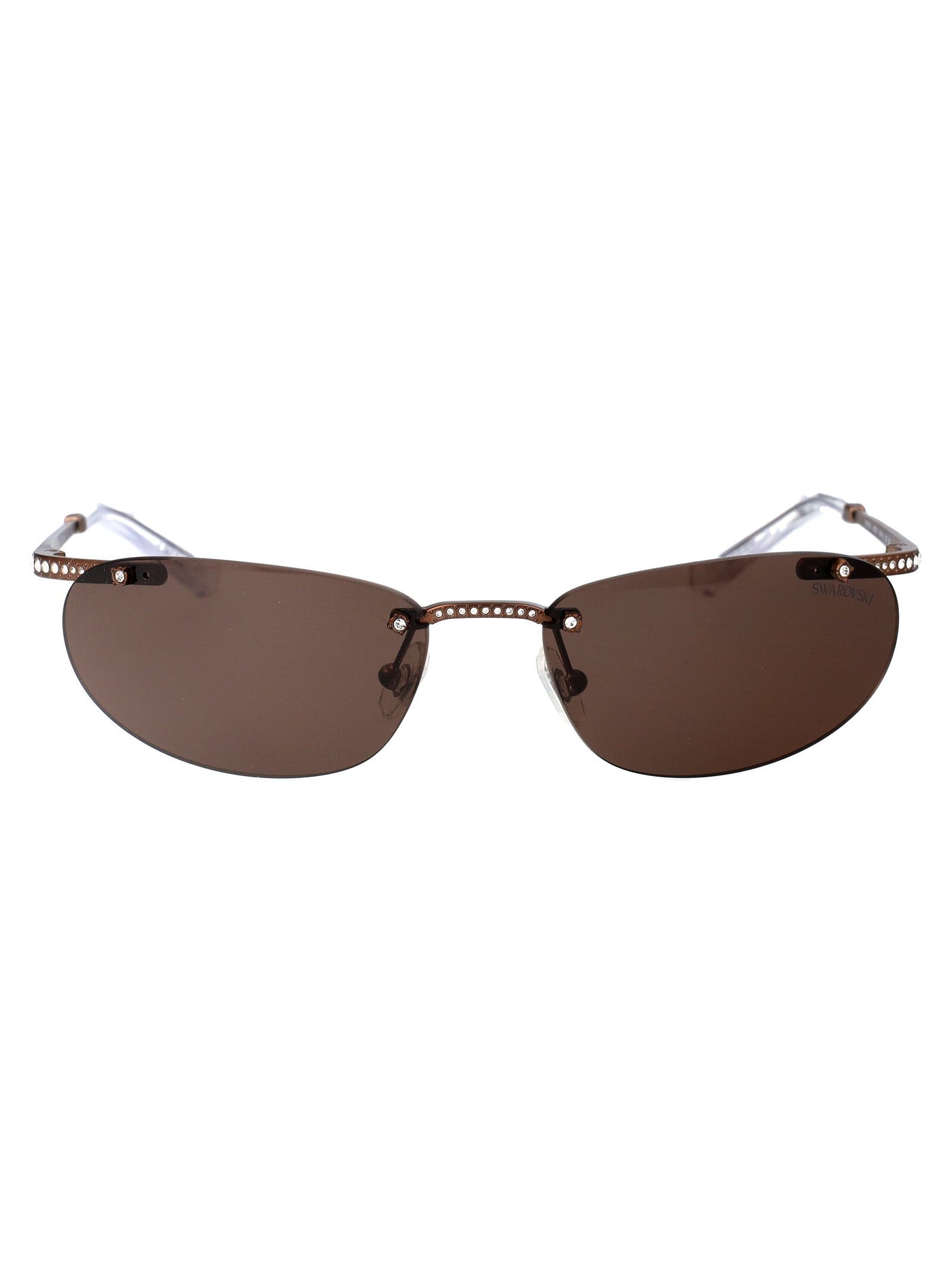Swarovski 0sk7019 Jeweled Metal Frame Sunglasses — Brown