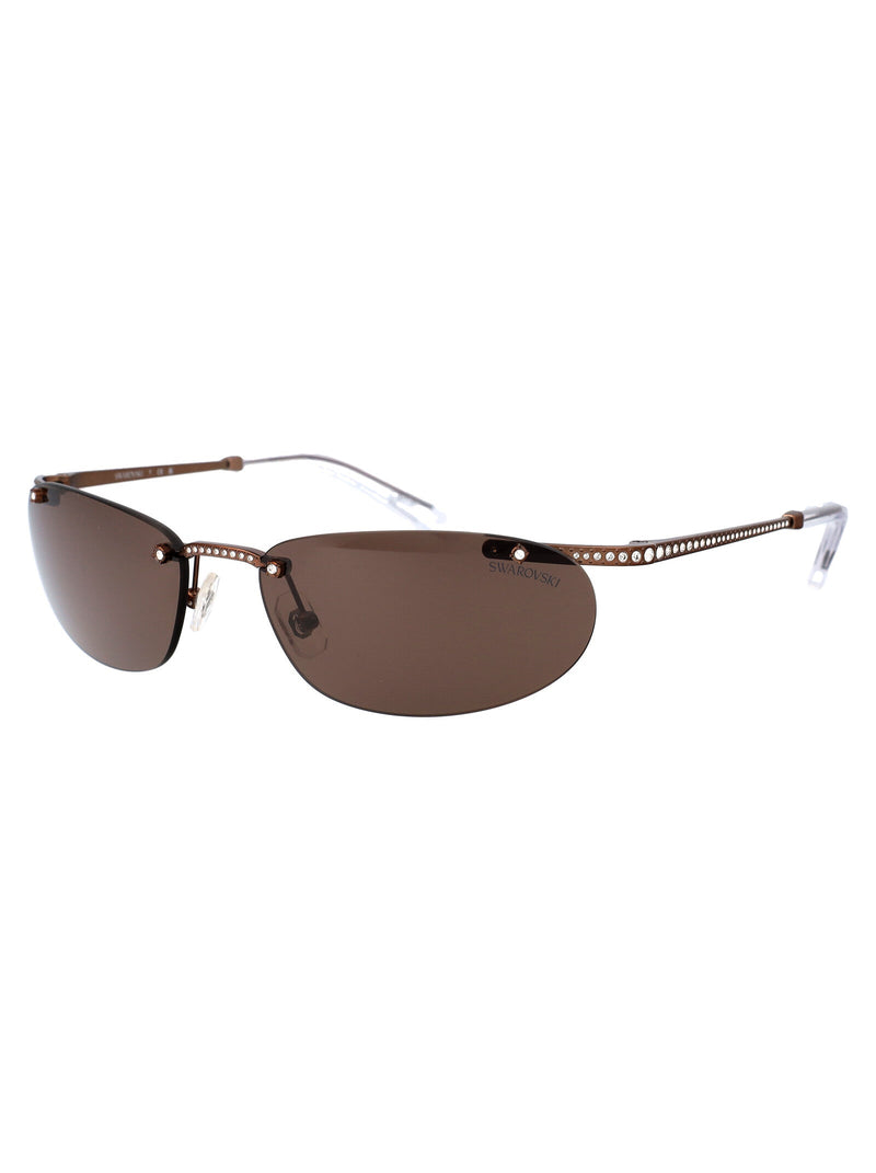 Swarovski 0sk7019 Jeweled Metal Frame Sunglasses — Brown