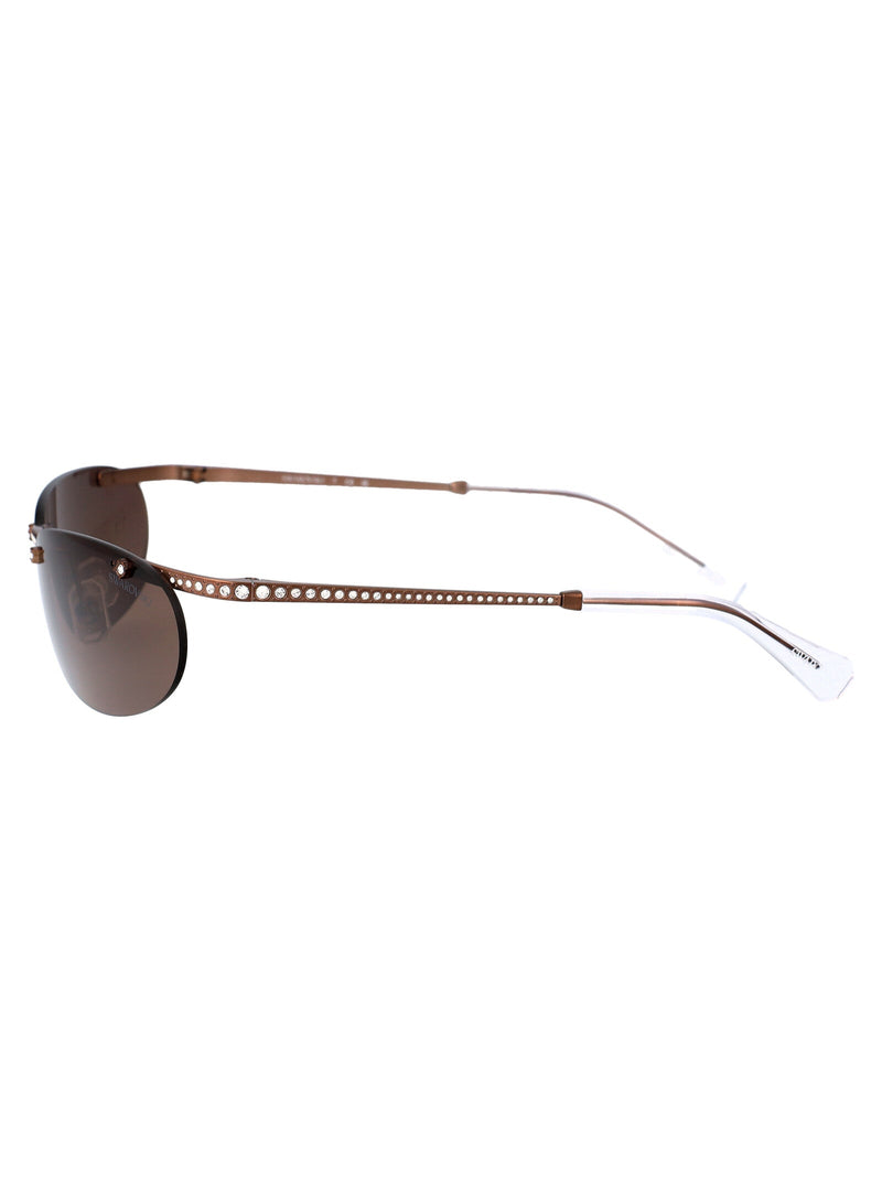 Swarovski 0sk7019 Jeweled Metal Frame Sunglasses — Brown