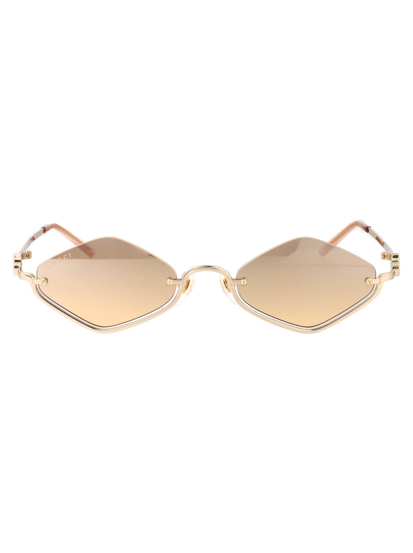 Gucci Gg1604s Gold-Tone Metal With Orange Accents Sunglasses — Gold
