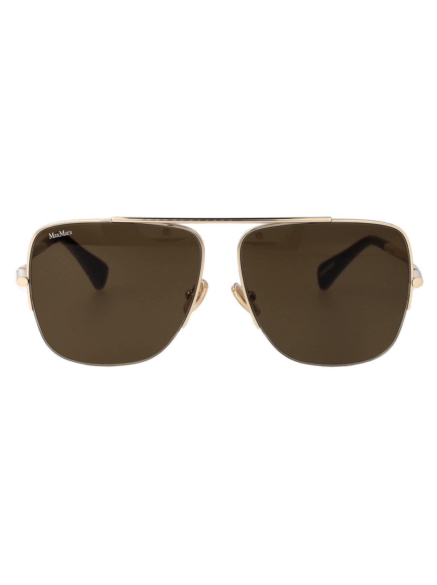 Max Mara Gold-Tone Metal Square Sunglasses — Gold