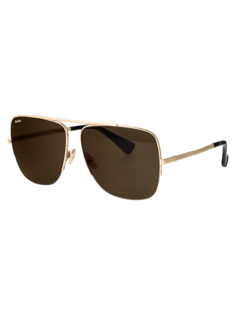 Max Mara Gold-Tone Metal Square Sunglasses — Gold