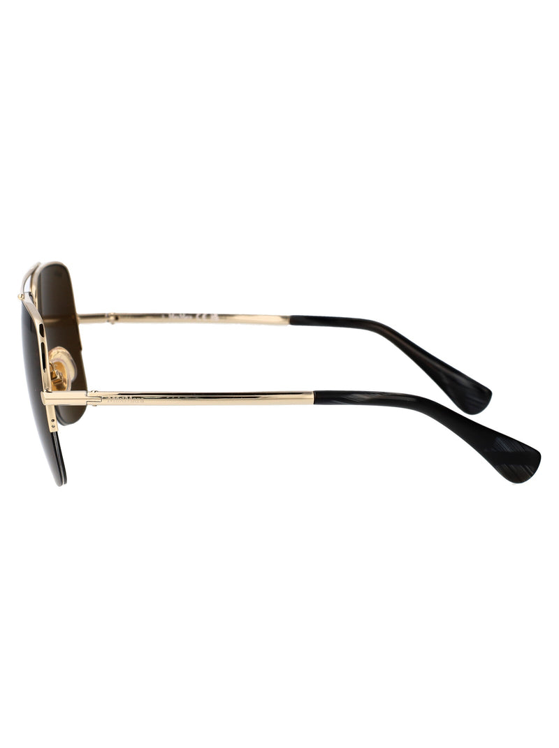 Max Mara Gold-Tone Metal Square Sunglasses — Gold