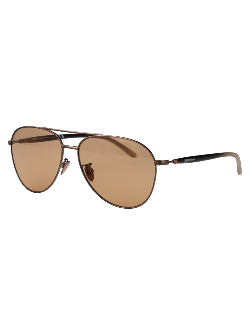 Giorgio Armani 0ar6162 Tinted Aviator Sunglasses — Brown Steel