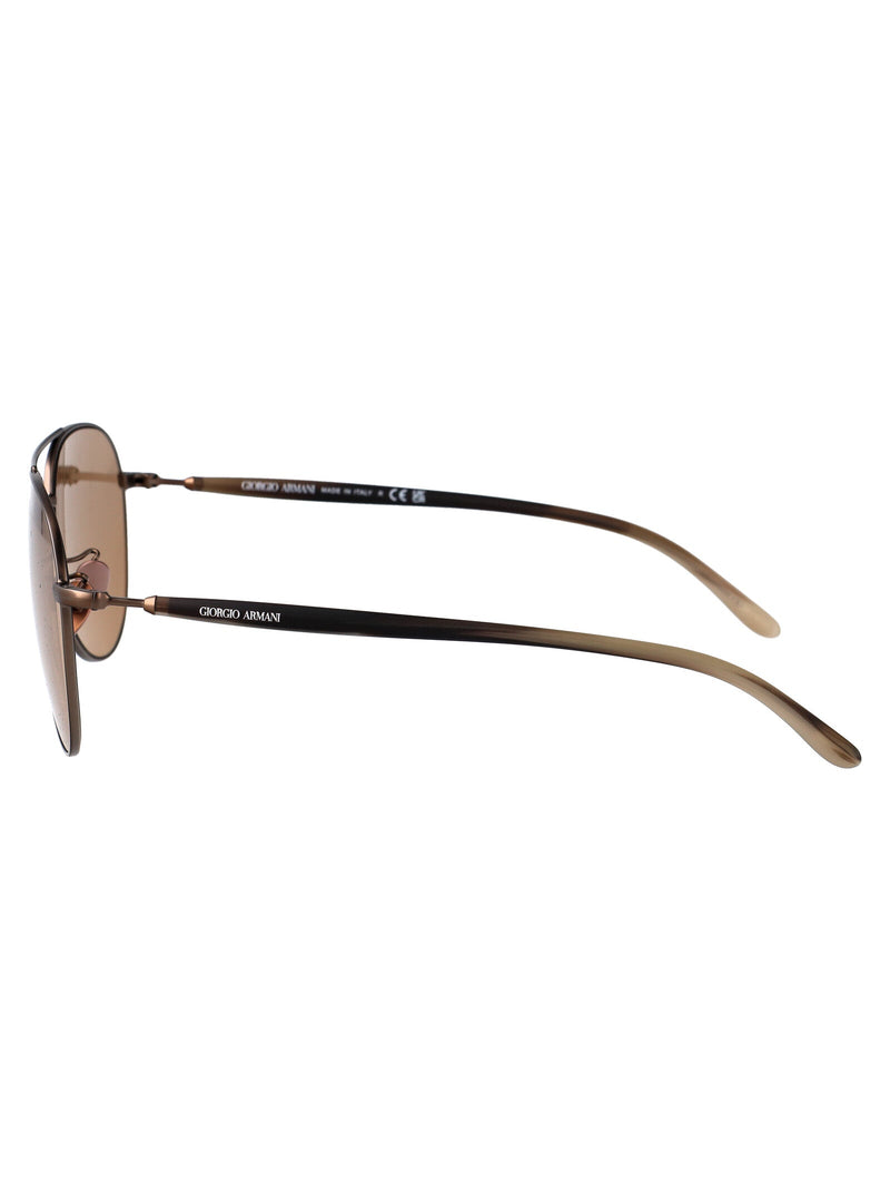 Giorgio Armani 0ar6162 Tinted Aviator Sunglasses — Brown Steel