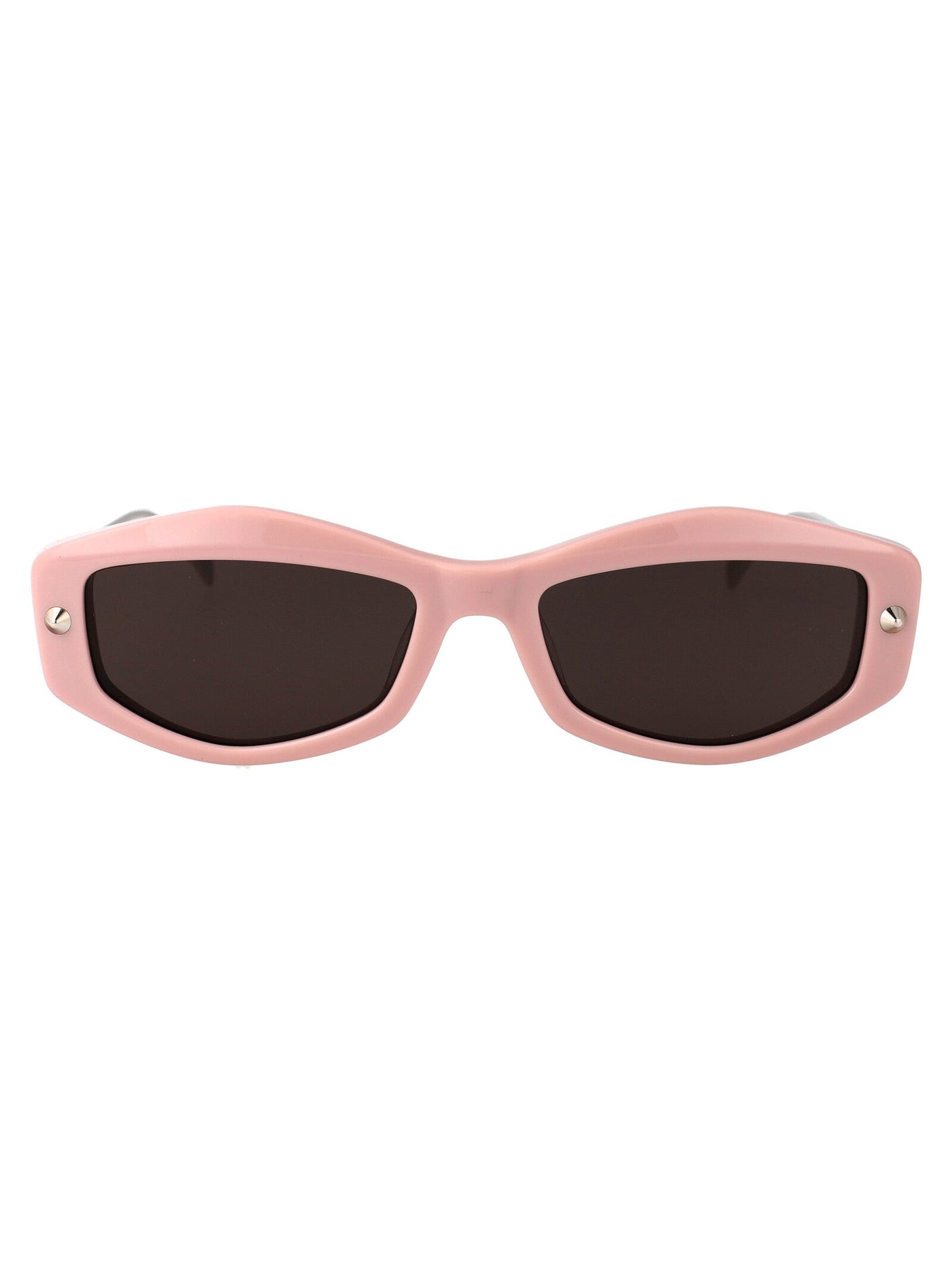 Alexander Mcqueen Am0482s Sculpted Metal Frame Sunglasses — Pink