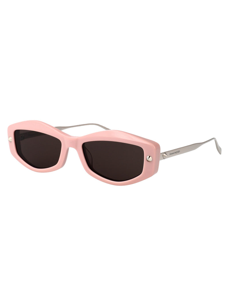 Alexander Mcqueen Am0482s Sculpted Metal Frame Sunglasses — Pink