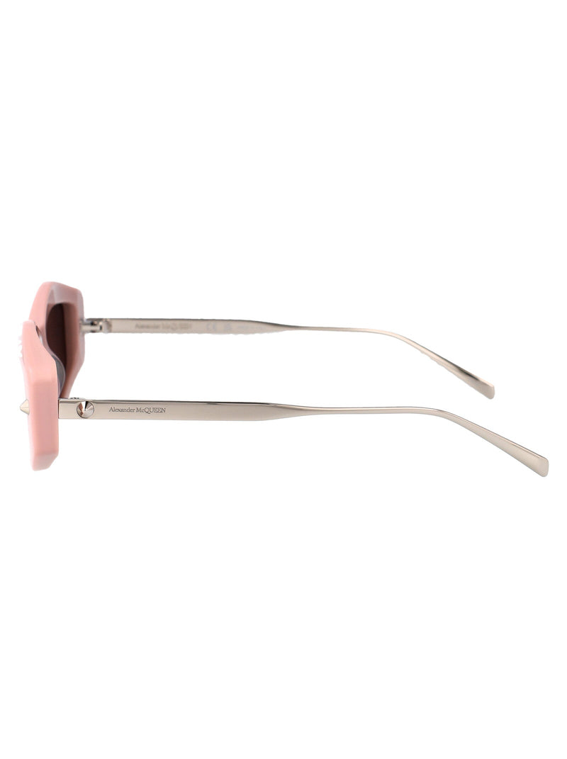 Alexander Mcqueen Am0482s Sculpted Metal Frame Sunglasses — Pink
