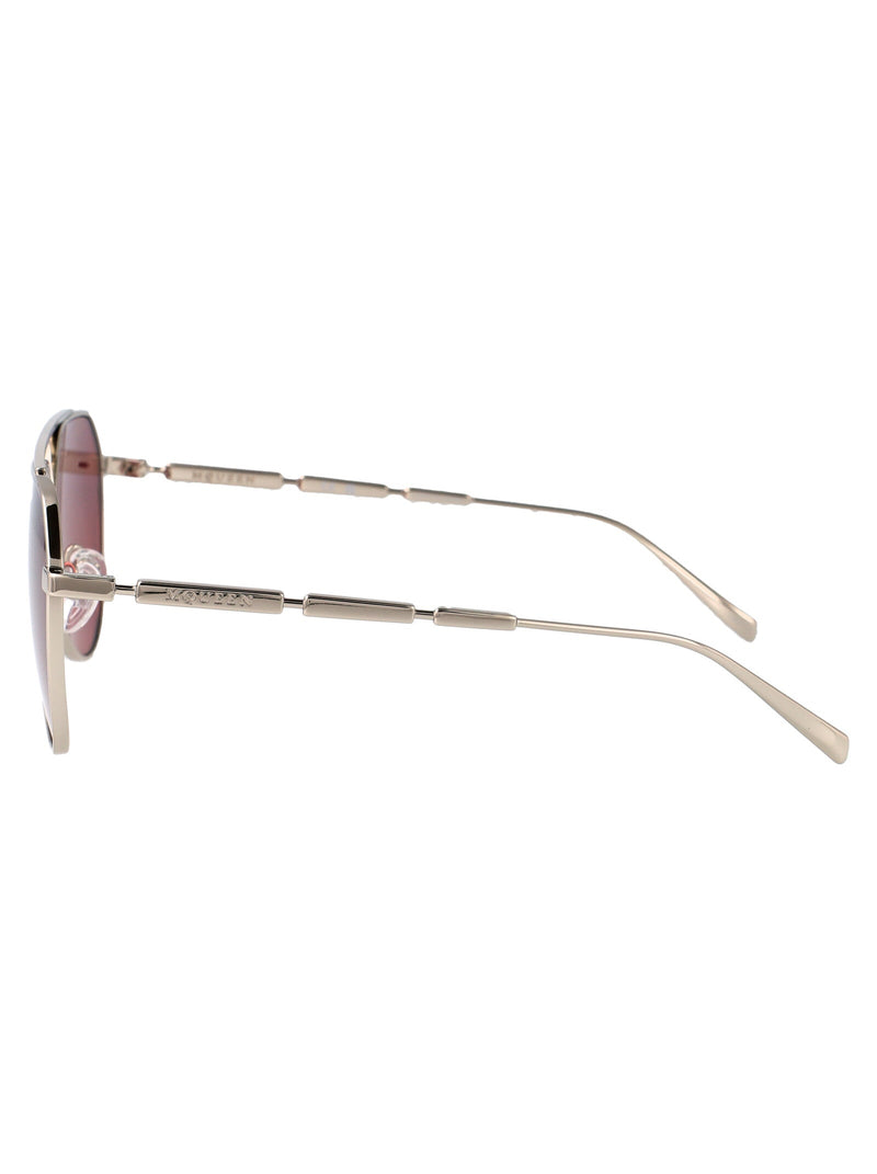 Alexander Mcqueen Am0478s Metal Aviator Sunglasses — Silver
