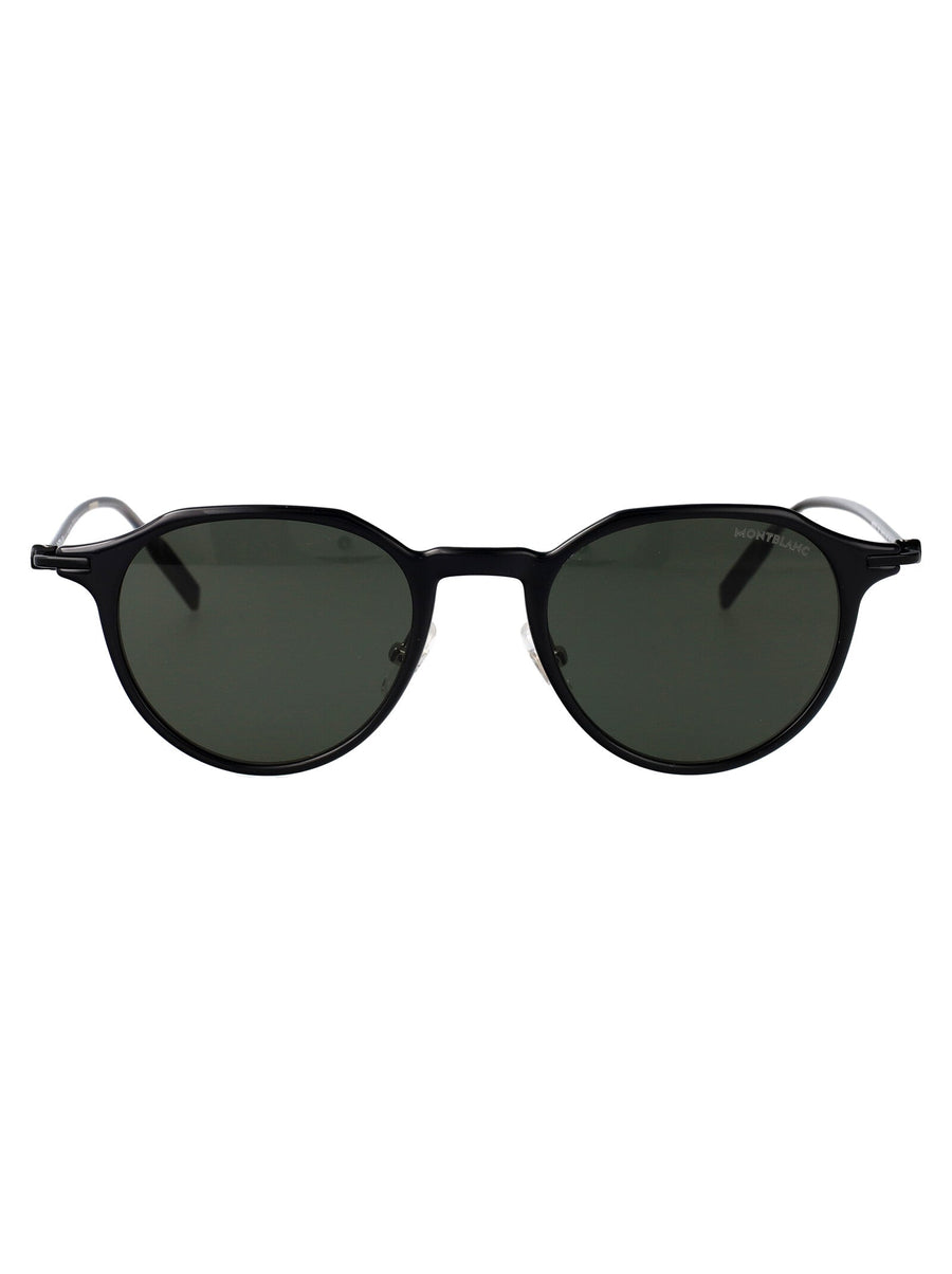 Montblanc Mb0355s Metal Round-Frame Sunglasses — Black