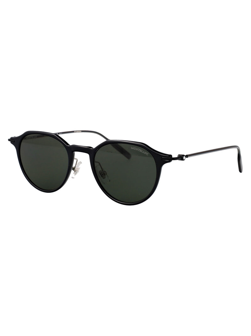 Montblanc Mb0355s Metal Round-Frame Sunglasses — Black