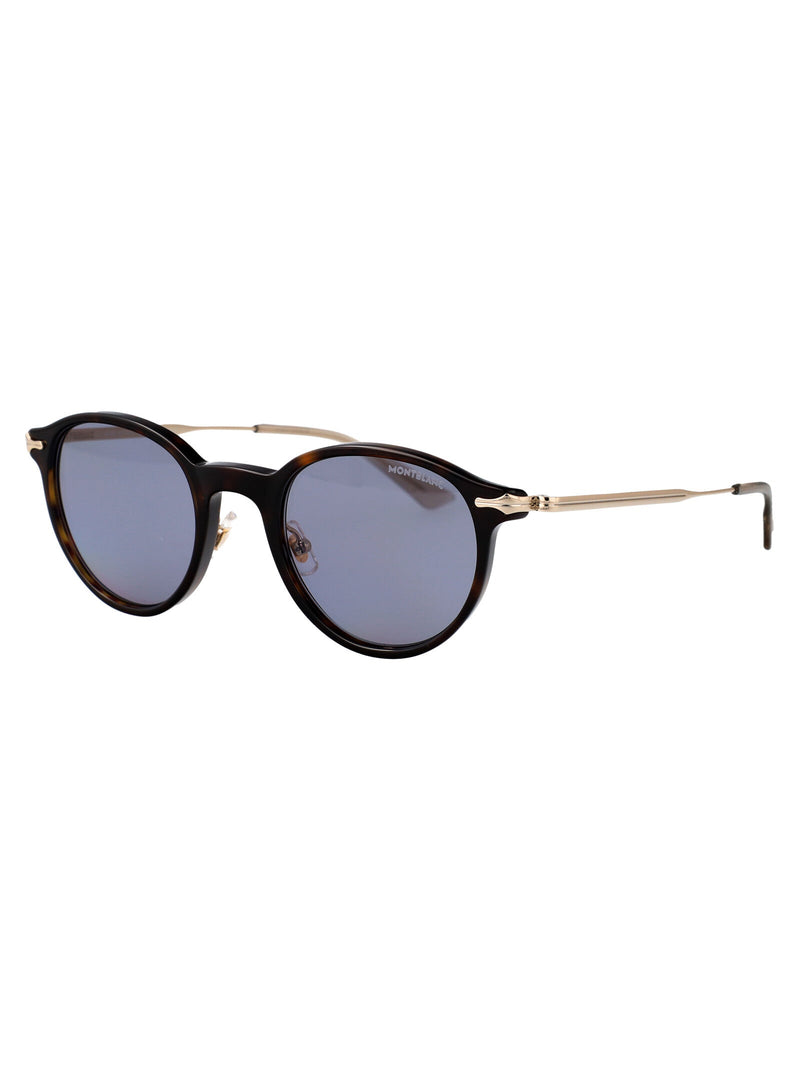Montblanc Mb0362s Metal Round-Frame Sunglasses — Black