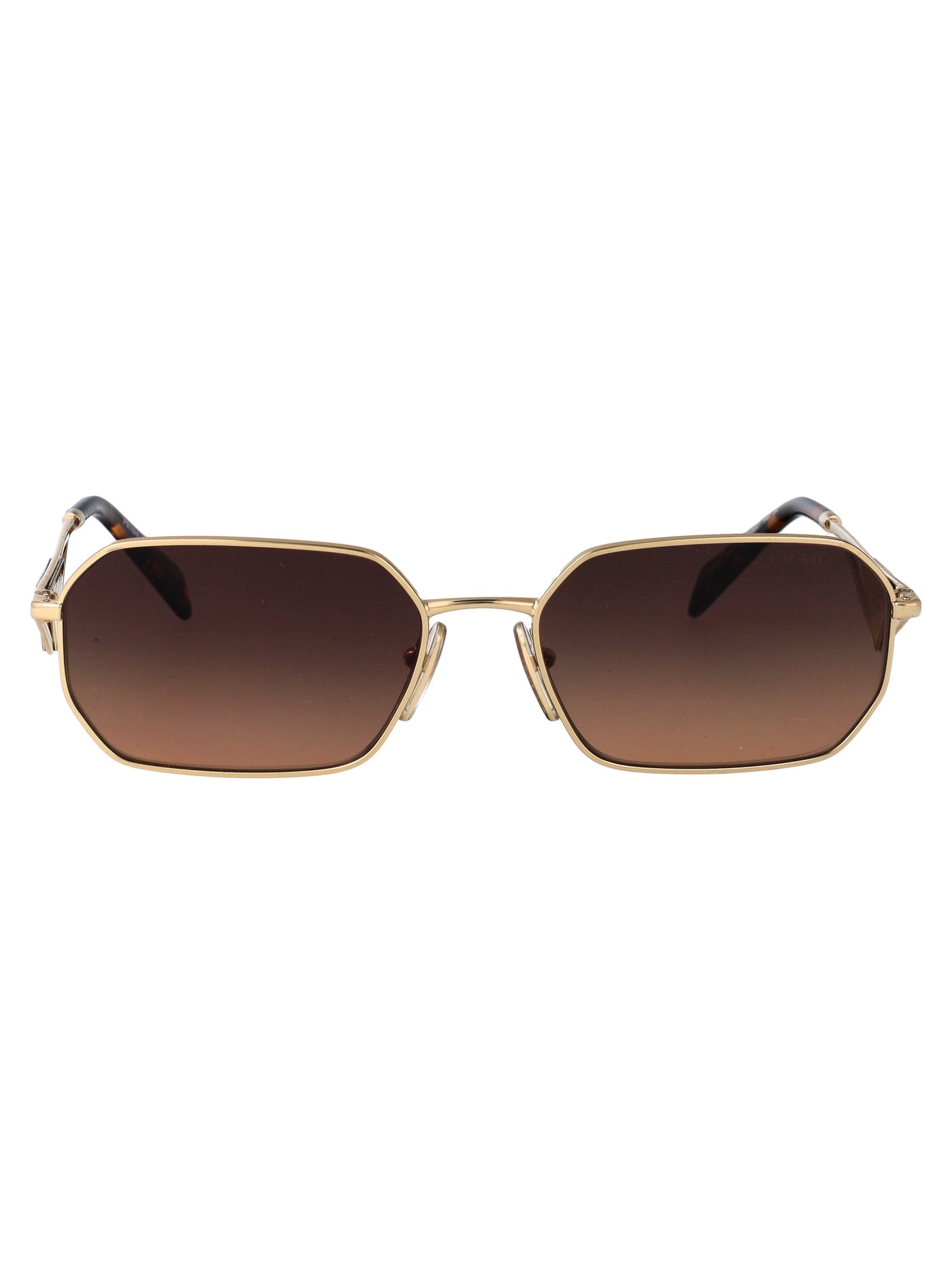 Prada 0pr Metal Rectangle Sunglasses — Gold Steel