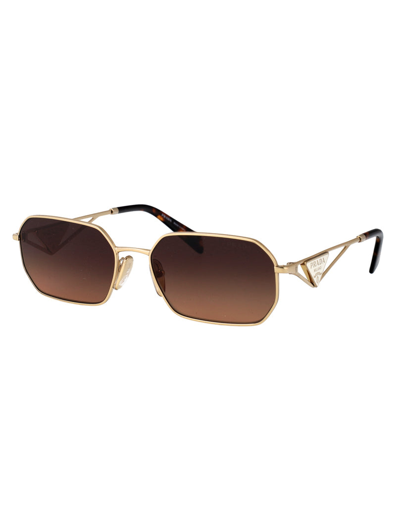 Prada 0pr Metal Rectangle Sunglasses — Gold Steel