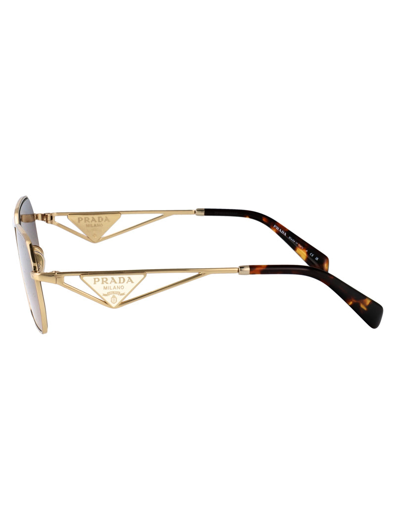 Prada 0pr Metal Rectangle Sunglasses — Gold Steel