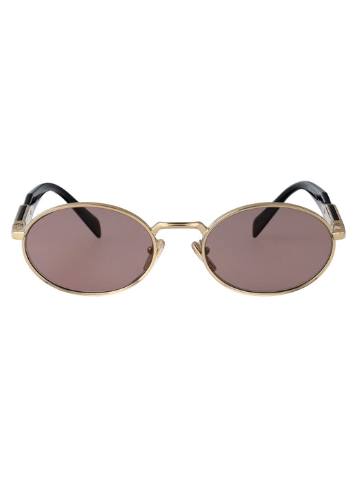 Prada 0pr Oval Metal Frame Sunglasses — Gold
