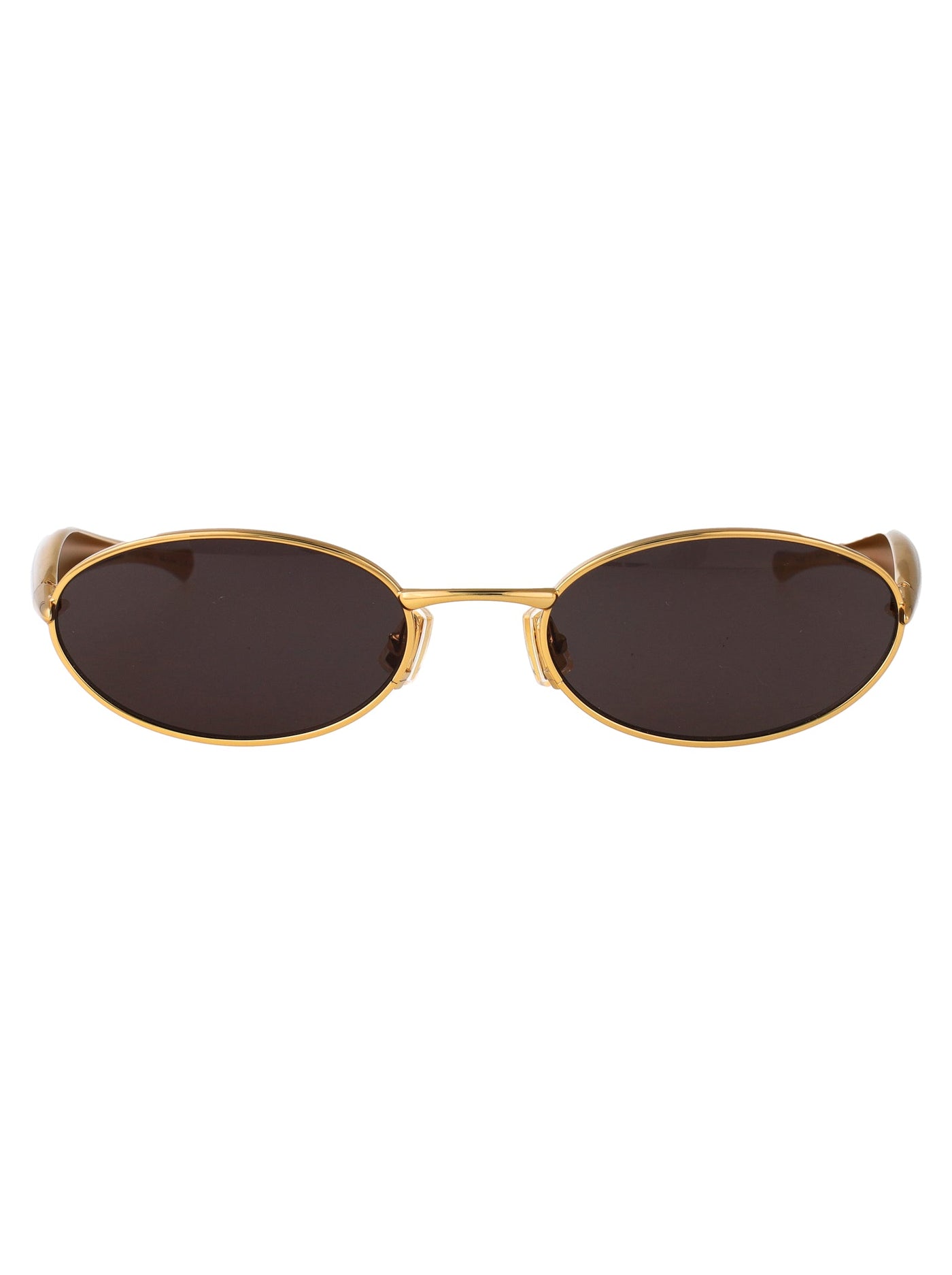 Bottega Veneta Bv1386s Metal Oval Sunglasses — Gold