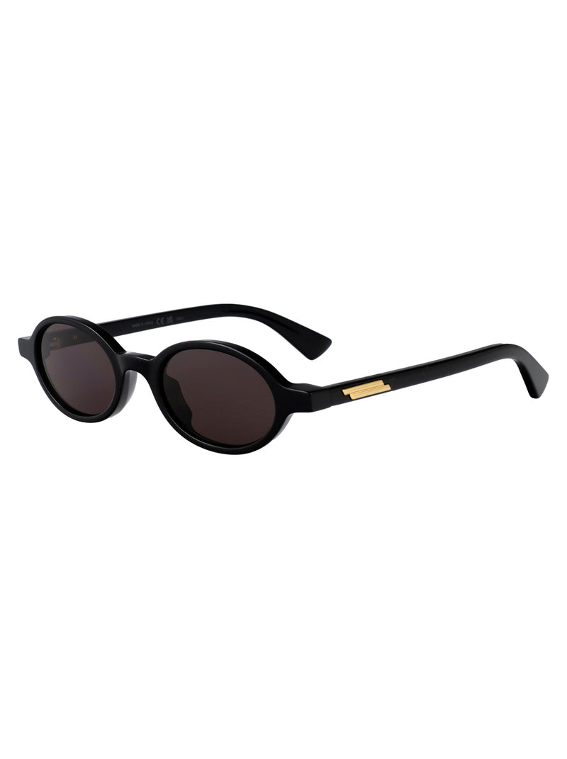 Bottega Veneta Bv1388s Oval Acetate Sunglasses — Black