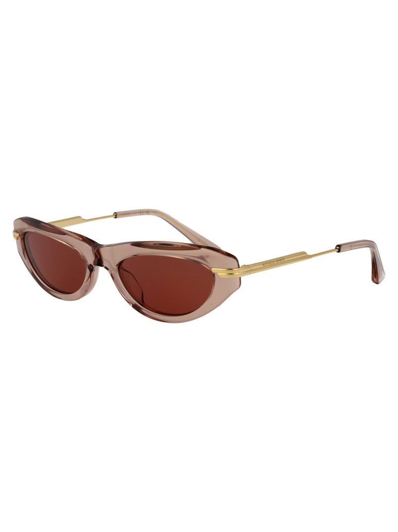 Bottega Veneta Bv1368s Cat-Eye Brown Metal Sunglasses —