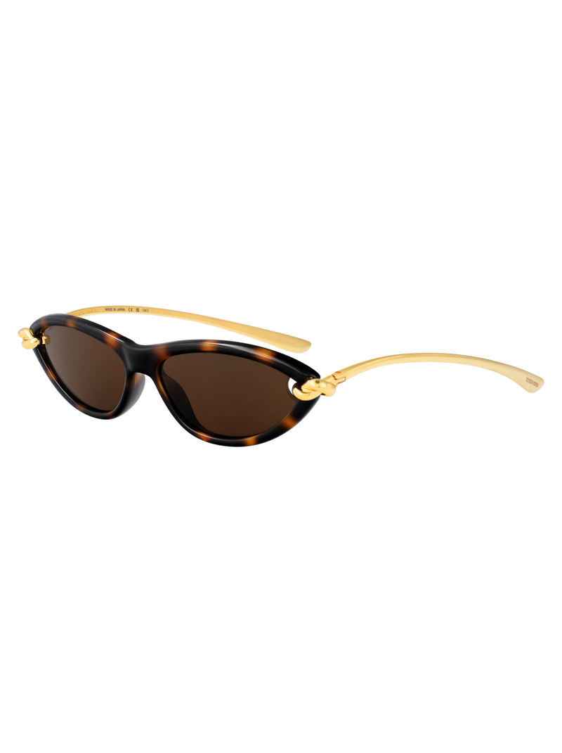 Bottega Veneta Bv1390s Cat-Eye Tortoiseshell Sunglasses — Brown Metal