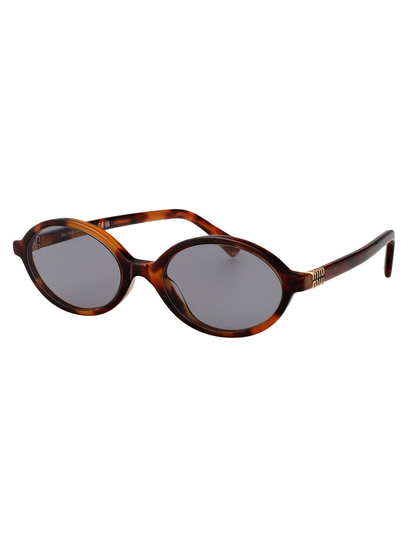 Miu Miu 0mu Acetate Oval Frame Sunglasses — Brown