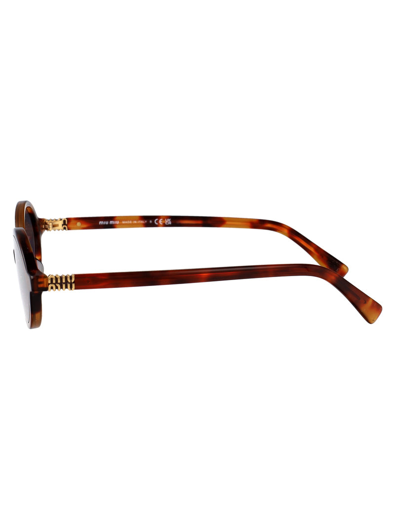 Miu Miu 0mu Acetate Oval Frame Sunglasses — Brown