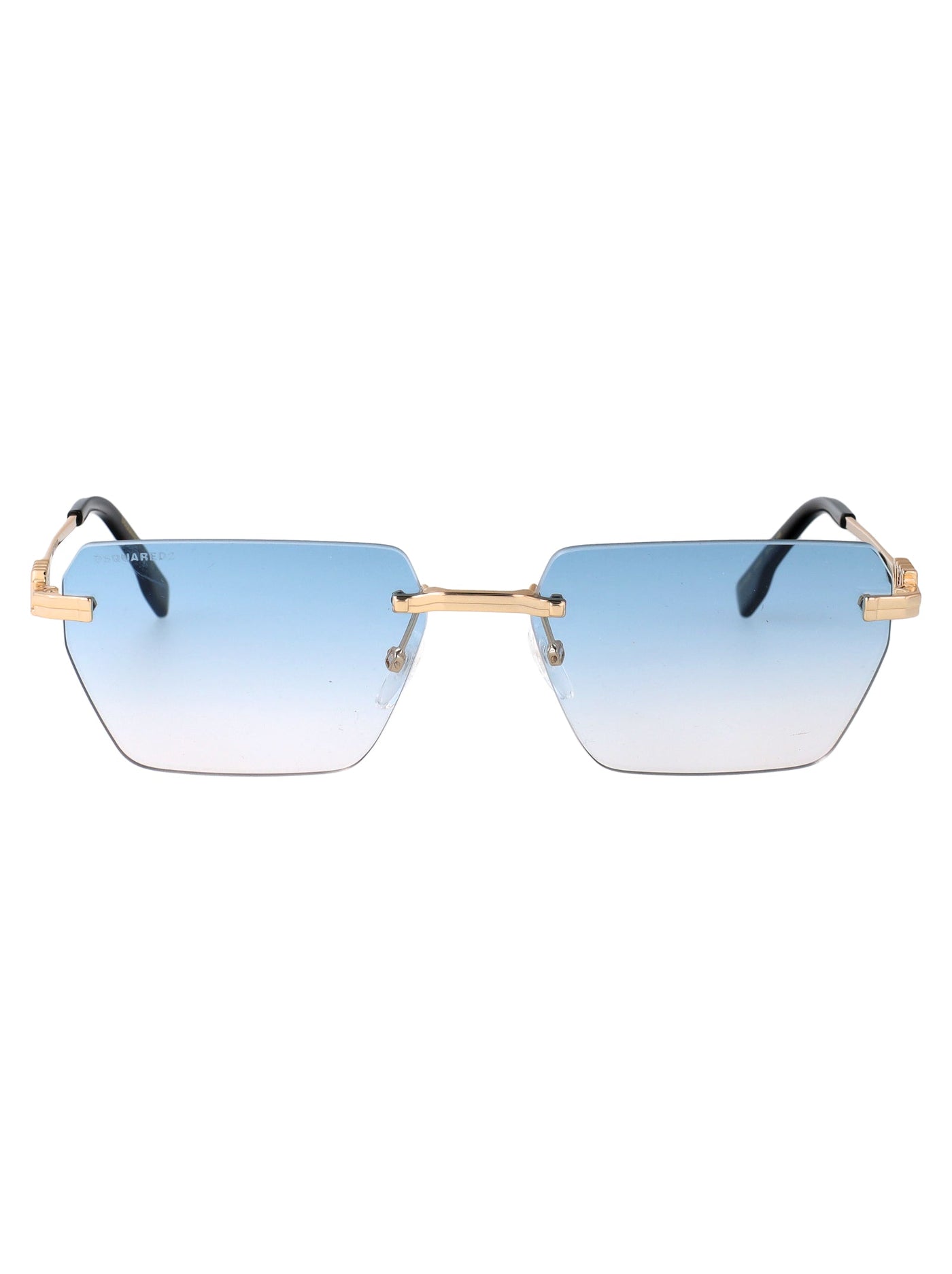 Dsquared2 Rimless Blue-Gradient Sunglasses — Gold Metal